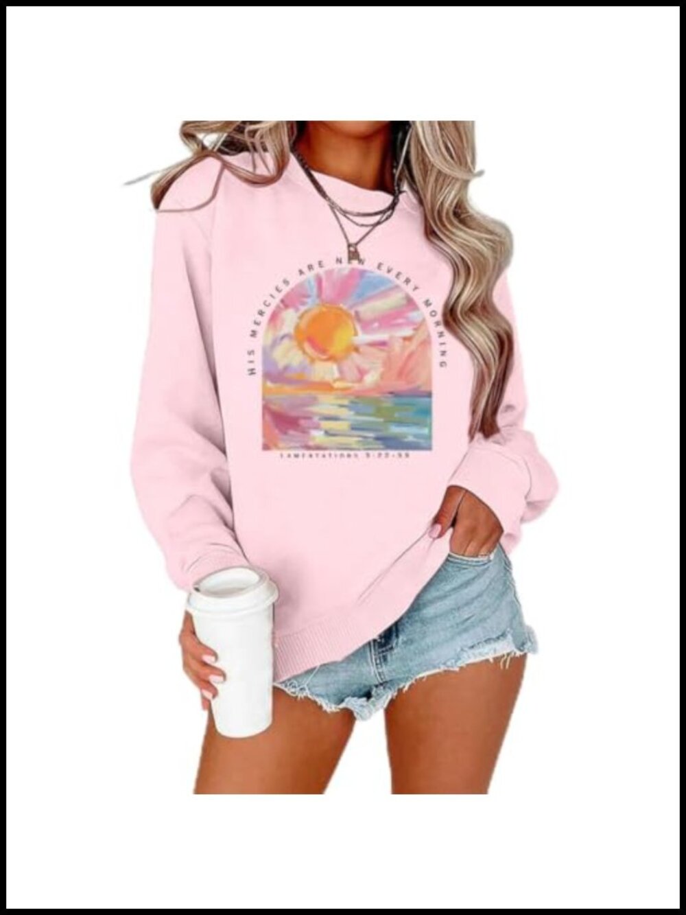 Christian Sweatshirt Women Crew Neck Long Sleeve Faith Top Polyester Cotton